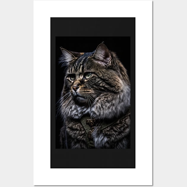 Cool cat portrait looking out in the distance Wall Art by KoolArtDistrict